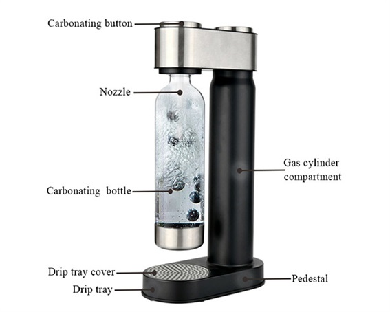 Máquina de refrescos de acero inoxidable para hacer refrescos carbonatados de cocina para agua de refresco DIY